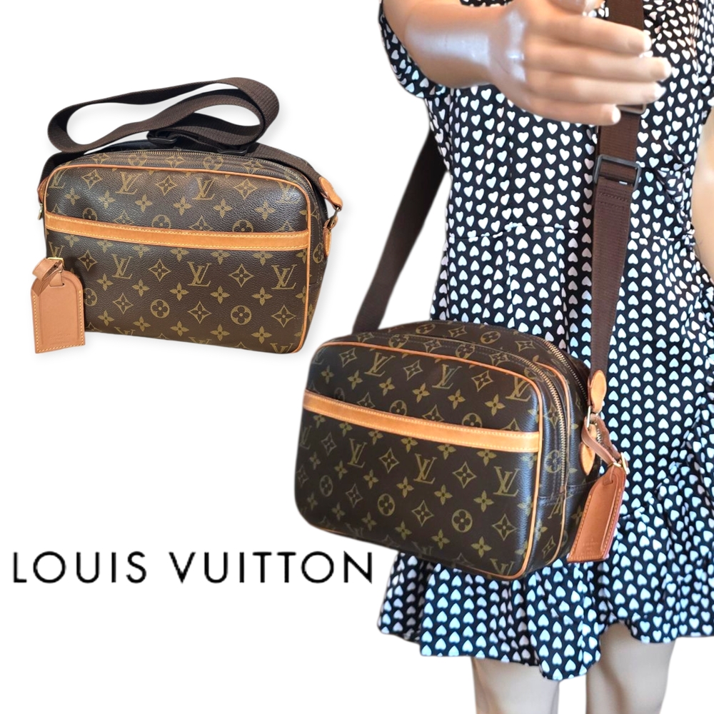 Louis Vuitton Monogram Reporter Crossbody Bag with Luggage Tag